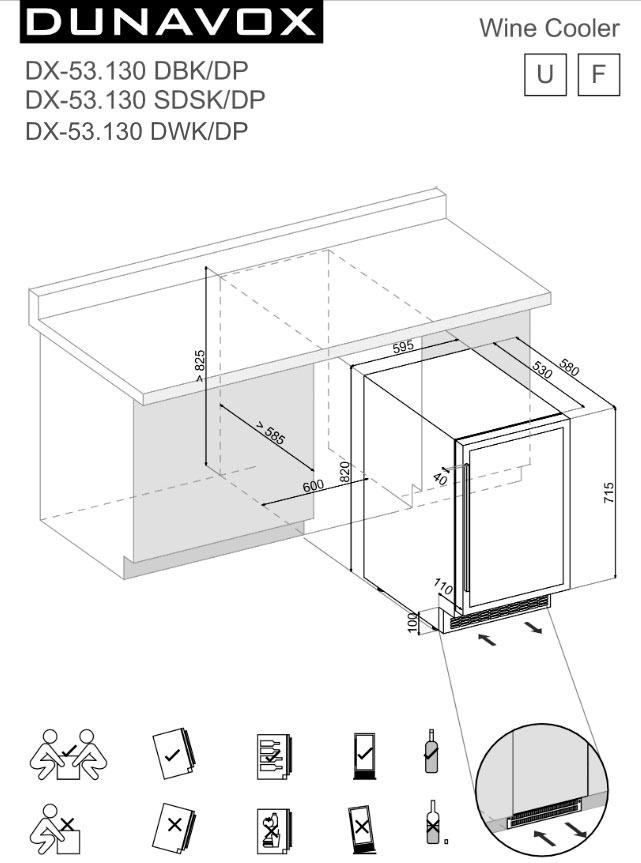 Винный холодильник Dunavox DX-53.130SDSK/DP